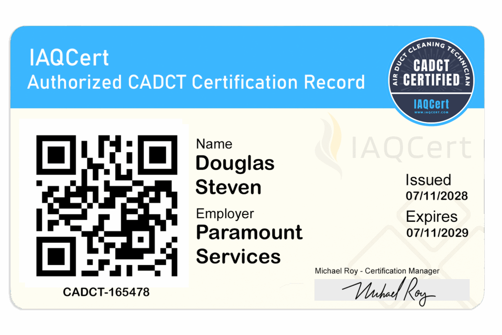 IAQ certification ID card